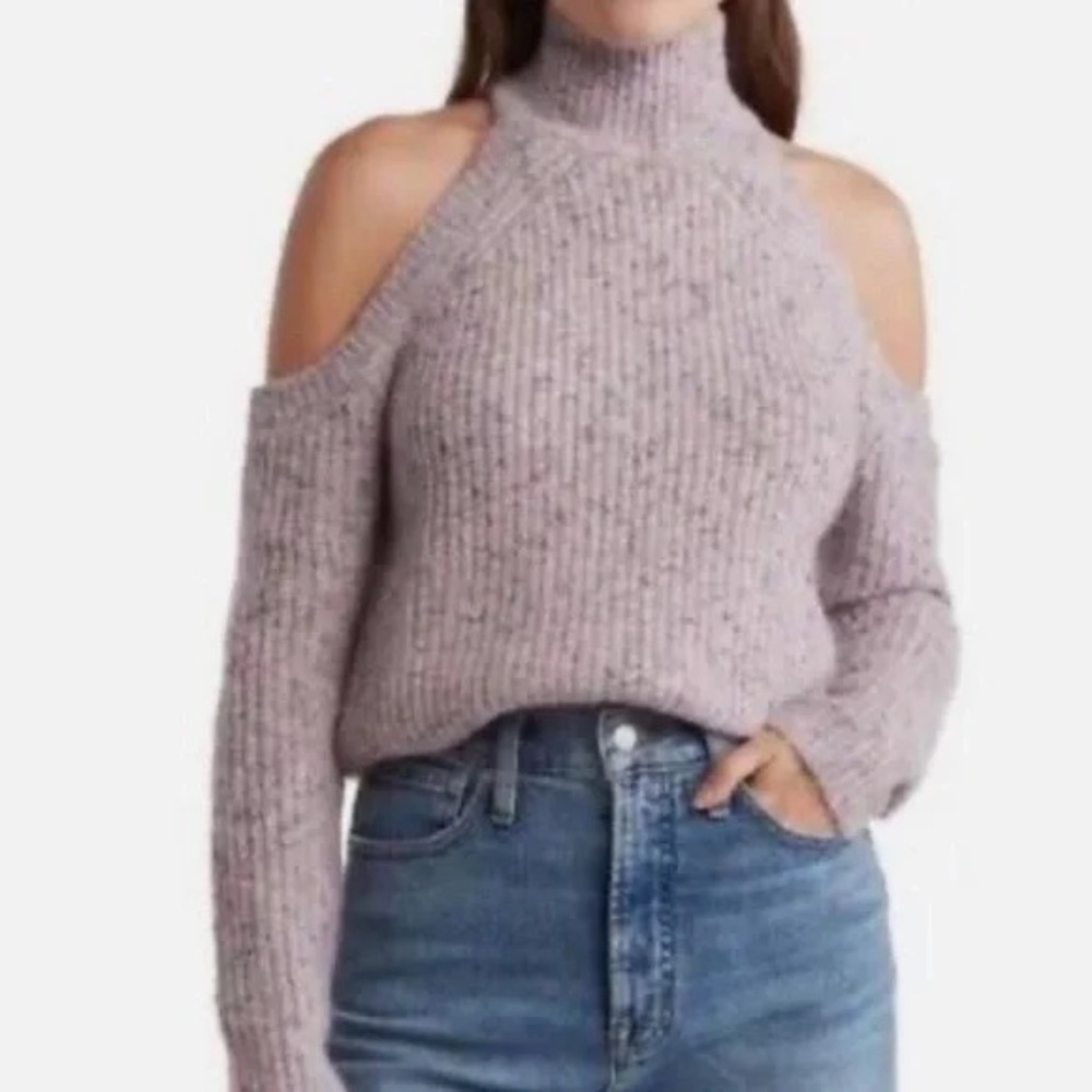 ASTR The Label Lavender Cold Shoulder Sweater